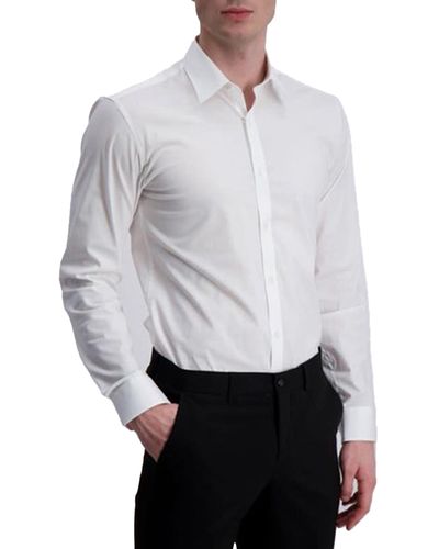 Lindbergh Slim Fit Solid Long Sleeve Button-up Shirt - White