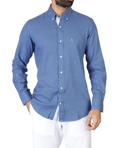 Tailorbyrd Linen Blend Shirt - Blue