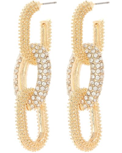 Cara Crystal Chain Link Drop Earrings - Metallic