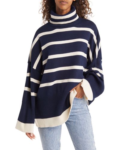 TOPSHOP Oversize Turtleneck Sweater - Blue