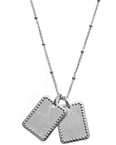 Sterling Forever Rhodium Plated Brass Zodiac Tag Necklace - White