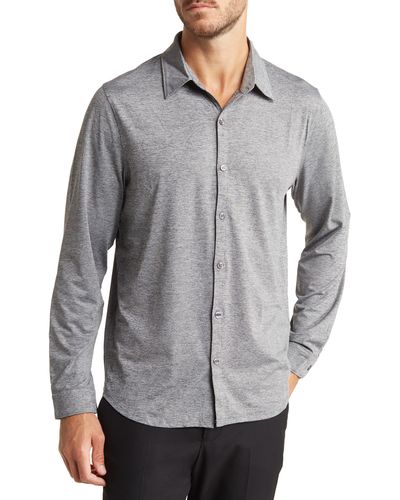 Zachary Prell Bill Stretch Knit Button-up Shirt - Gray