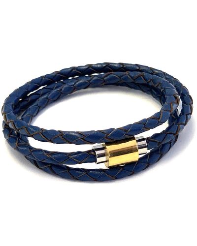 Liza Schwartz Leather Wrap Bracelet - Blue