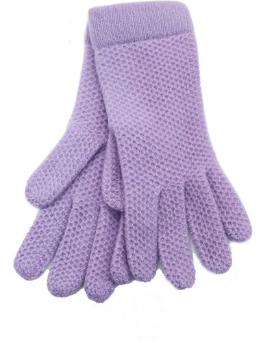 Portolano Cashmere Honeycomb Knit Gloves - Purple