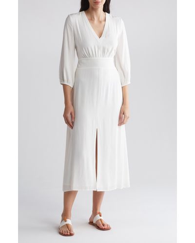 Splendid Long Sleeve Midi Dress - White