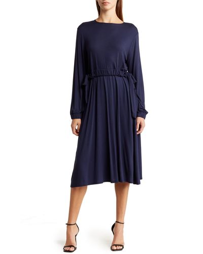 Go Couture Stretch Modal Long Sleeve Dress - Blue