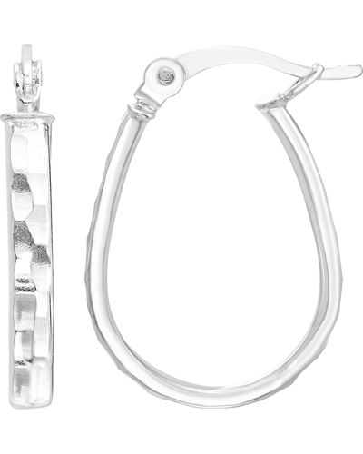 A.m. A & M Sterling Silver Hammered Hoop Earrings - White