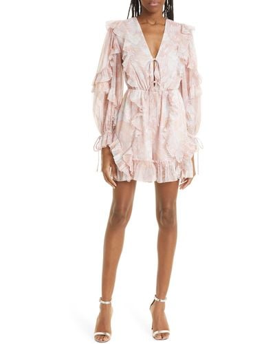 Ted Baker Irvete Floral Ruffle Long Sleeve Romper - Natural