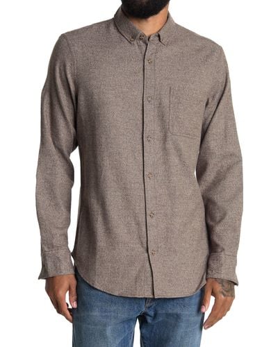 14th & Union Grindle Long Sleeve Trim Fit Shirt - Brown