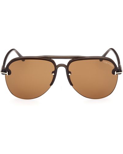Tom Ford Terry 62mm Oversize Aviator Sunglasses - Brown