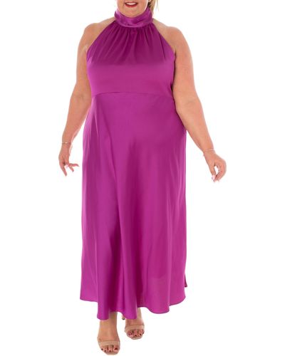 Taylor Dresses Stretch Satin Maxi Dress - Pink