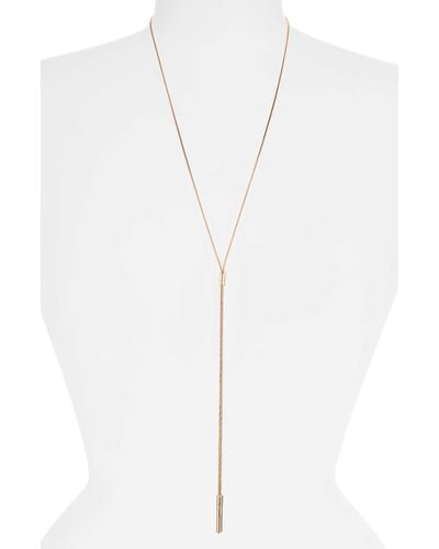 Halogen® Faceted Snake Chain Y-necklace - Metallic