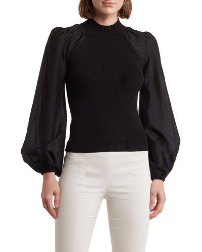 AllSaints Cleo Cotton & Silk Top - Black