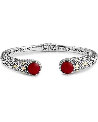 Samuel B. Sterling Silver & 18k Gold Semiprecious Stone Bangle Bracelet - Red