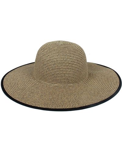 David & Young David And Young Marled Straw Ponytail Floppy Hat - Black