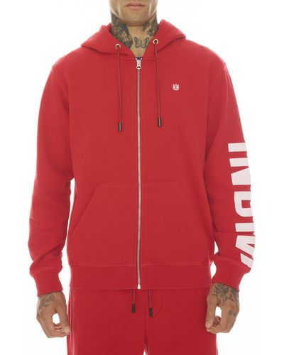 Cult Of Individuality Logo Graphic Zip-up Hoodie & Sweatpants - Red