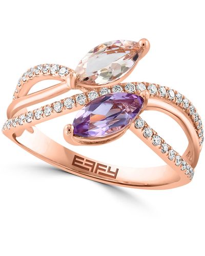 Effy 14k Rose Gold Morganite & Diamond Ring - Pink