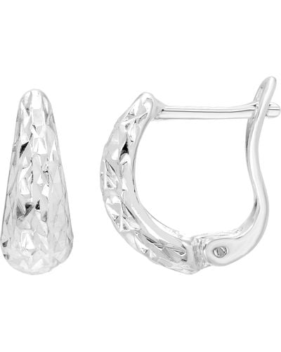 A.m. A & M Sterling Silver Textured Huggie Hoop Earrings - White