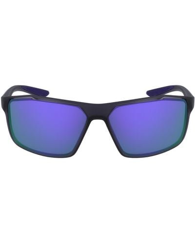 Nike Windstorm 65mm Mirrored Rectangular Sunglasses - Blue