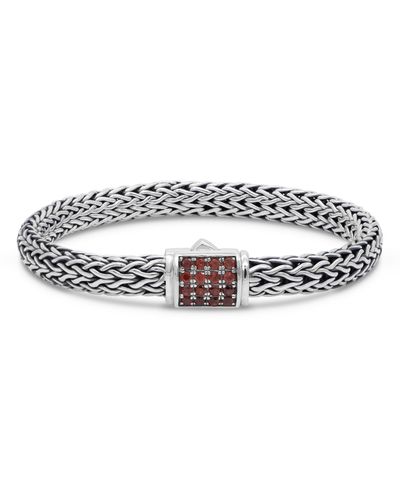 DEVATA Sterling Silver Semiprecious Stone Chain Bracelet - White
