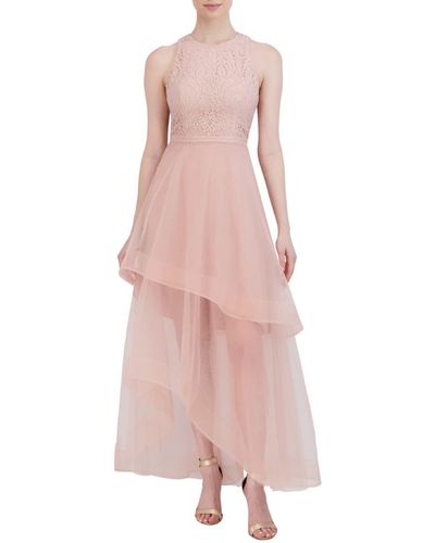 BCBGMAXAZRIA Embroidered Tiered Gown - Pink