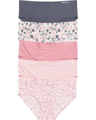 Nine West 5-pack Bonded No Show Hipster Panties - Pink