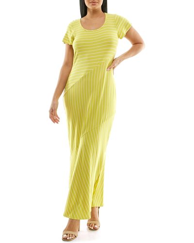 Nina Leonard Stripe Maxi Dress - Yellow