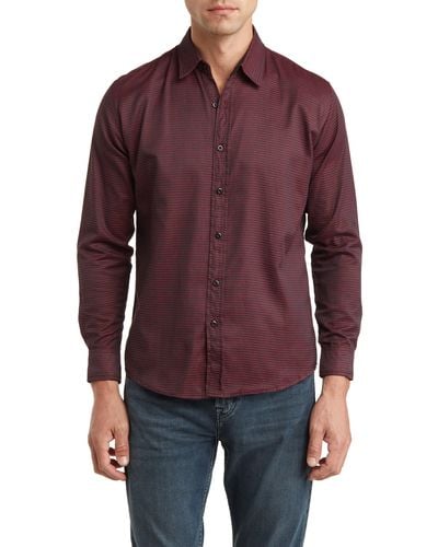 T.R. Premium Dobby Long Sleeve Button-up Shirt - Red