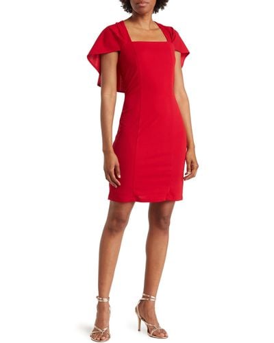 Marina Capelet Sleeve Dress - Red