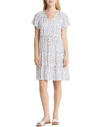 Beach Lunch Lounge Camila Floral Flutter Sleeve Dress - White