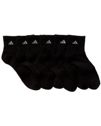 adidas Athletic Quarter Socks - 6 Pack - Black