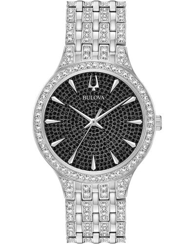 Bulova Swarovski Crystal Pavé Three-hand Quartz Bracelet Watch - Gray