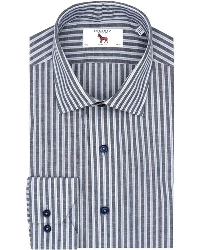 Lorenzo Uomo Trim Fit Stripe Dress Shirt - Blue