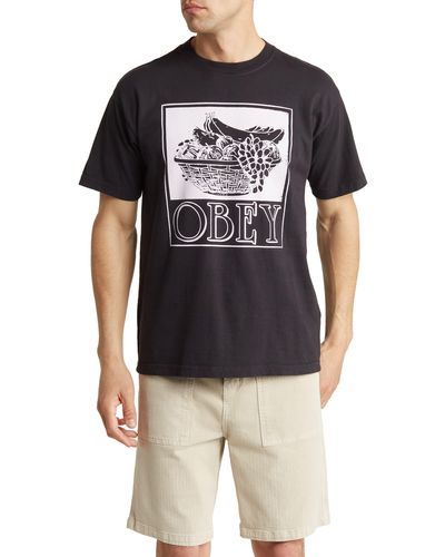 Obey Fruit Basket Graphic T-shirt - Black