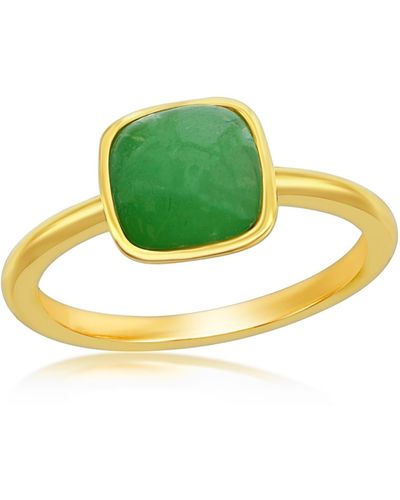 Simona Cushion Jade Solitaire Ring - Green
