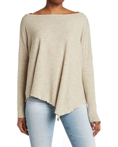 Go Couture Assymetrical Hem Dolman Sleeve Sweater - Natural
