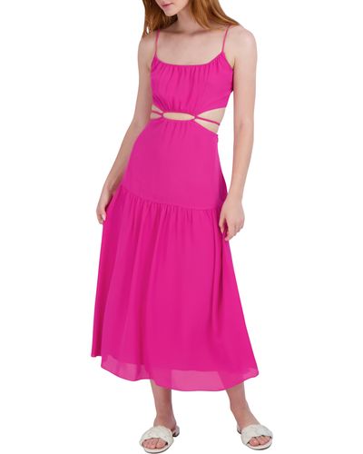 BCBGeneration Cutout Waist Midi Dress - Pink