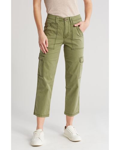 Kensie Straight Leg Ankle Crop Cargo Pants - Green