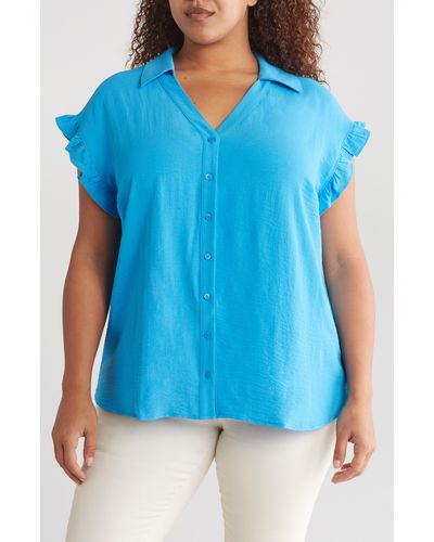 Pleione Crinkle Button-up Shirt - Blue