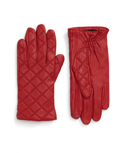 Nordstrom Quilted Leather Tech Gloves - Red