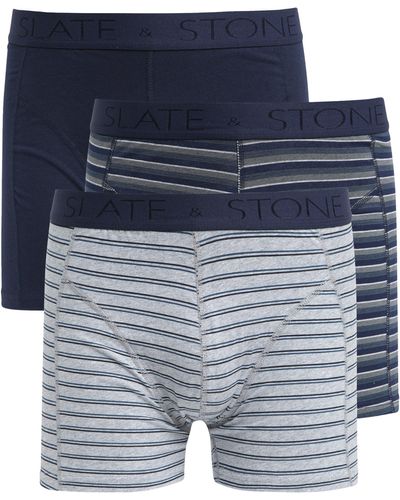 Slate & Stone Pack Of 3 Cotton Stretch Boxer Briefs - Blue