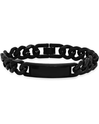 HMY Jewelry Black Plated Stainless Steel Curb Chain Id Bracelet