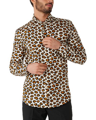 Opposuits The Jag Trim Fit Button-up Shirt - Black
