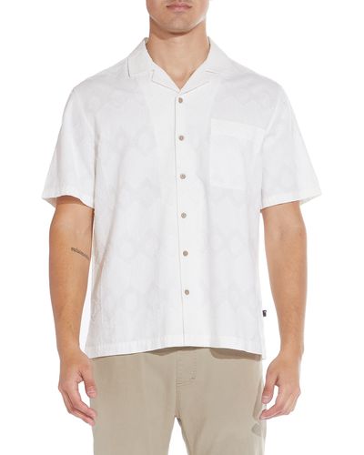 Civil Society Relaxed Fit Novelty Jacquard Camp Shirt - White