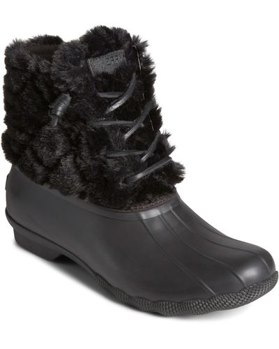 Sperry Top-Sider Saltwater Quilted Faux Fur Boot - Black