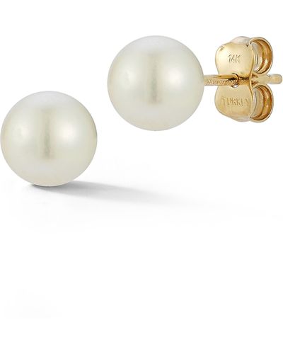 Ember Fine Jewelry 14k Gold Cultured Pearl Stud Earrings - White