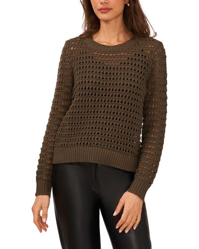 Halogen® Pointelle Sweater - Brown