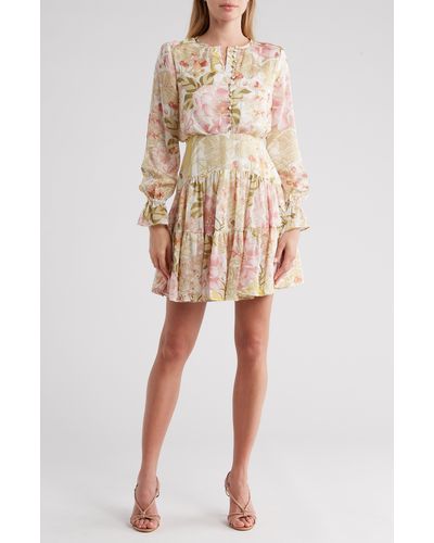Ted Baker Long Sleeve Button Up Tiered Dress - Natural