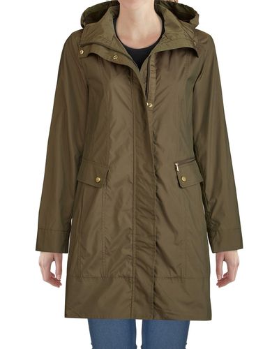Cole Haan Back Bow Packable Hooded Raincoat - Green