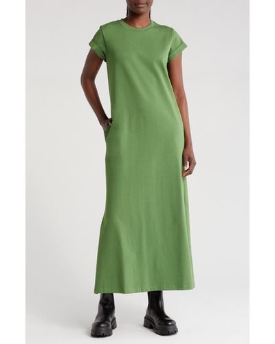 AllSaints Ann Short Sleeve Cotton Maxi Dress - Green